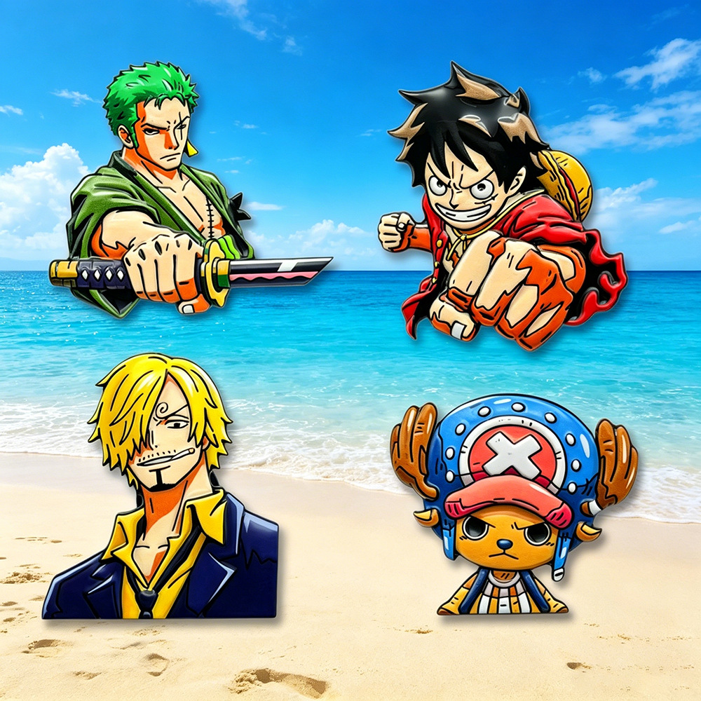 Anime One Piece Merchandise - 4pcs ONE PIECE Cartoon Character Brooches